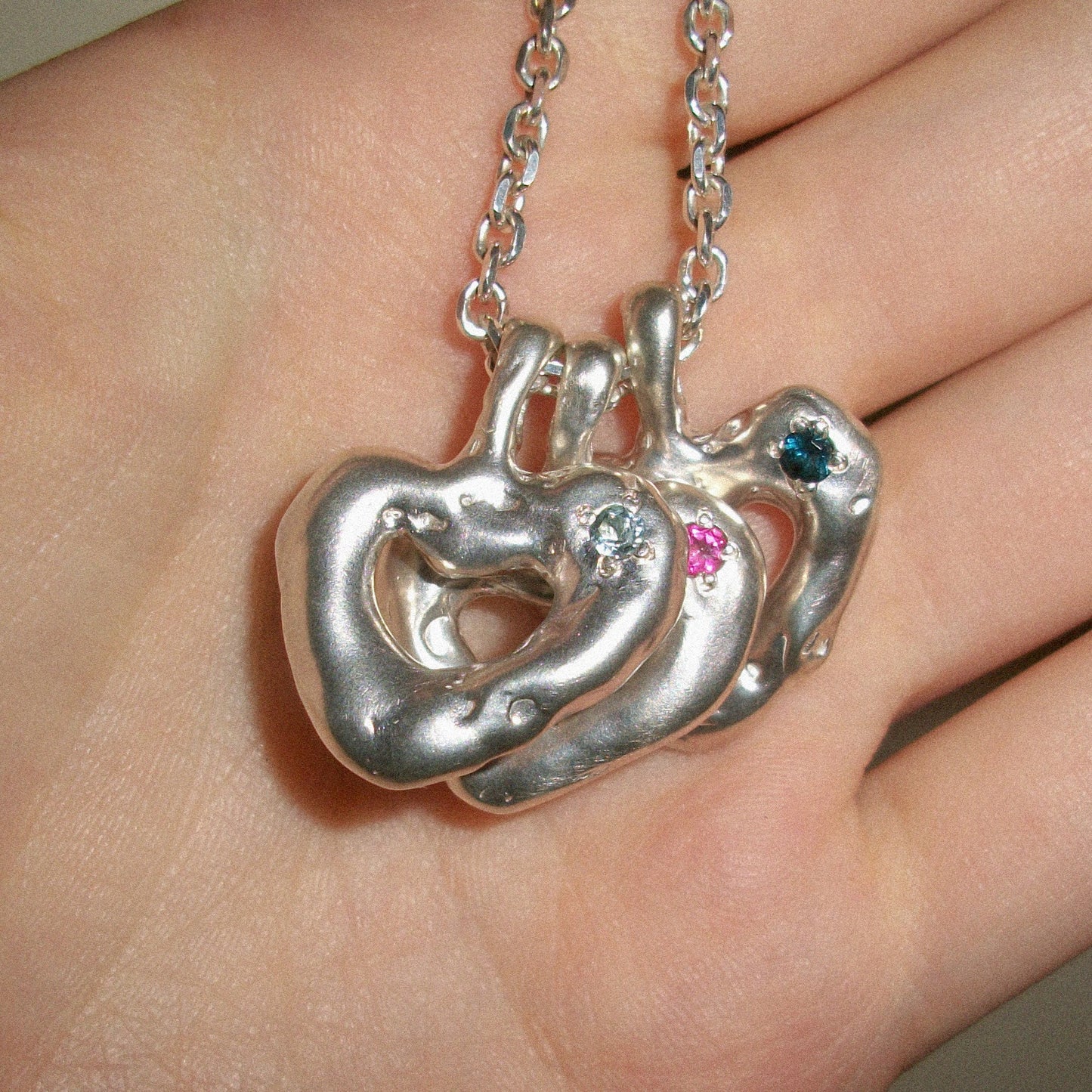 Melted Heart Necklace Pink