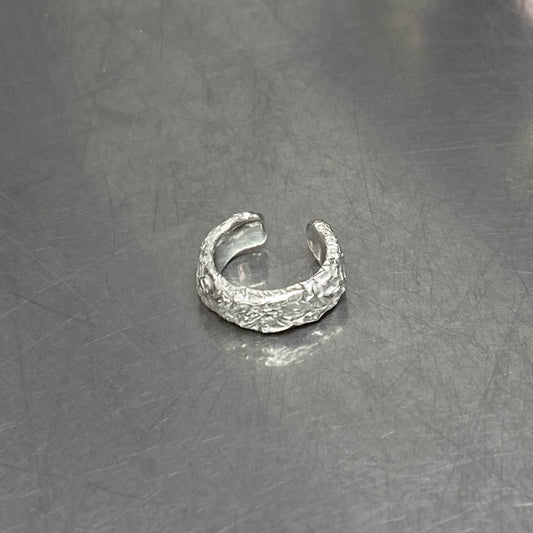 Algae texture silver Ear Cuff