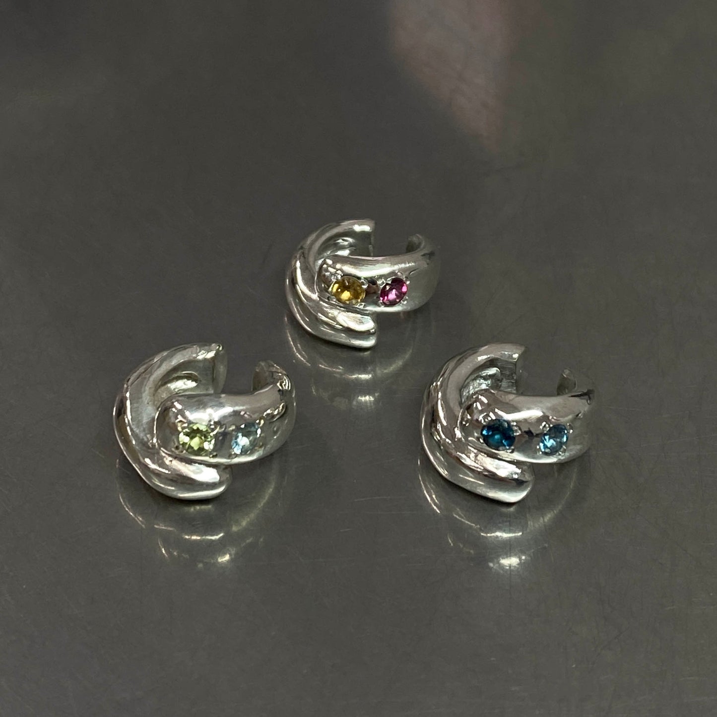 Daras Space. Ear Cuff with Citrine and Pink Topaz