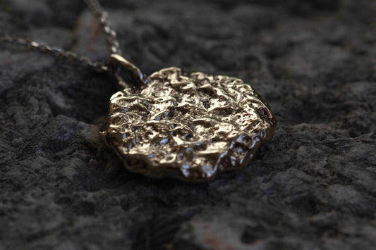 Sand Casted White Gold Foil Pendant