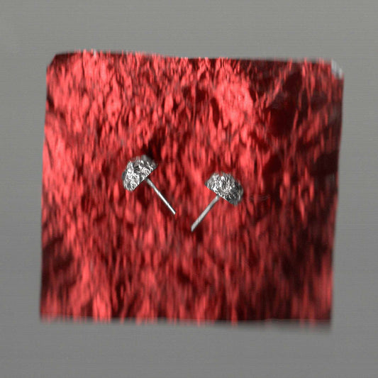 Foil texture Ear Studs sterling Silver 