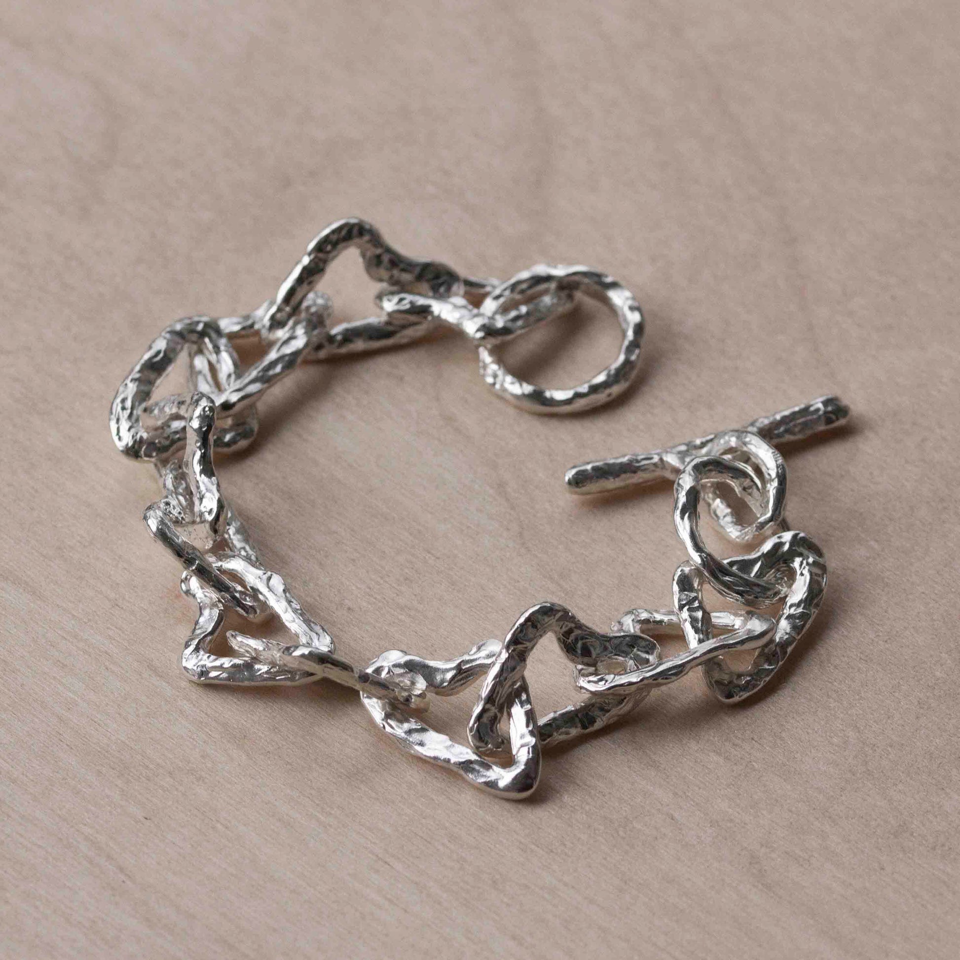 Heart chain bracelet sterling silver