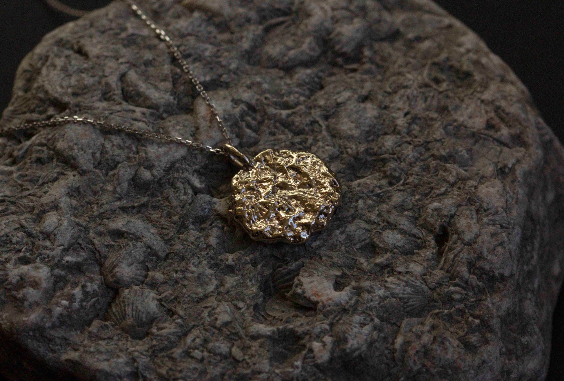 Daras Space. Sand Casted White Gold Foil Pendant